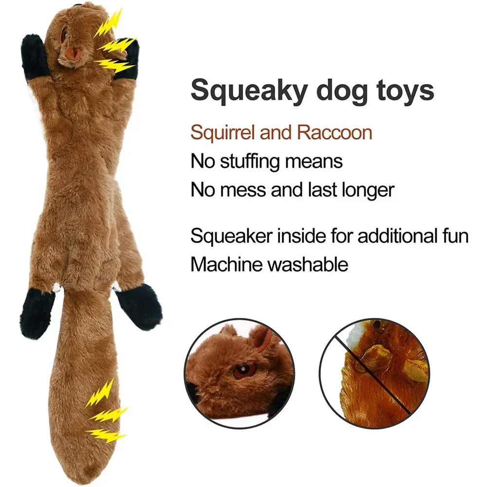 Squeaker placement shown inside the stuffing-free dog toy