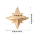 Natural wood star-shaped wall shelf for cats
