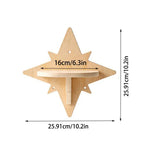 Natural wood star-shaped wall shelf for cats