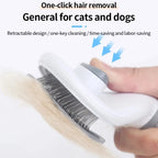 Collected pet hair lifting from the slicker brush after one press