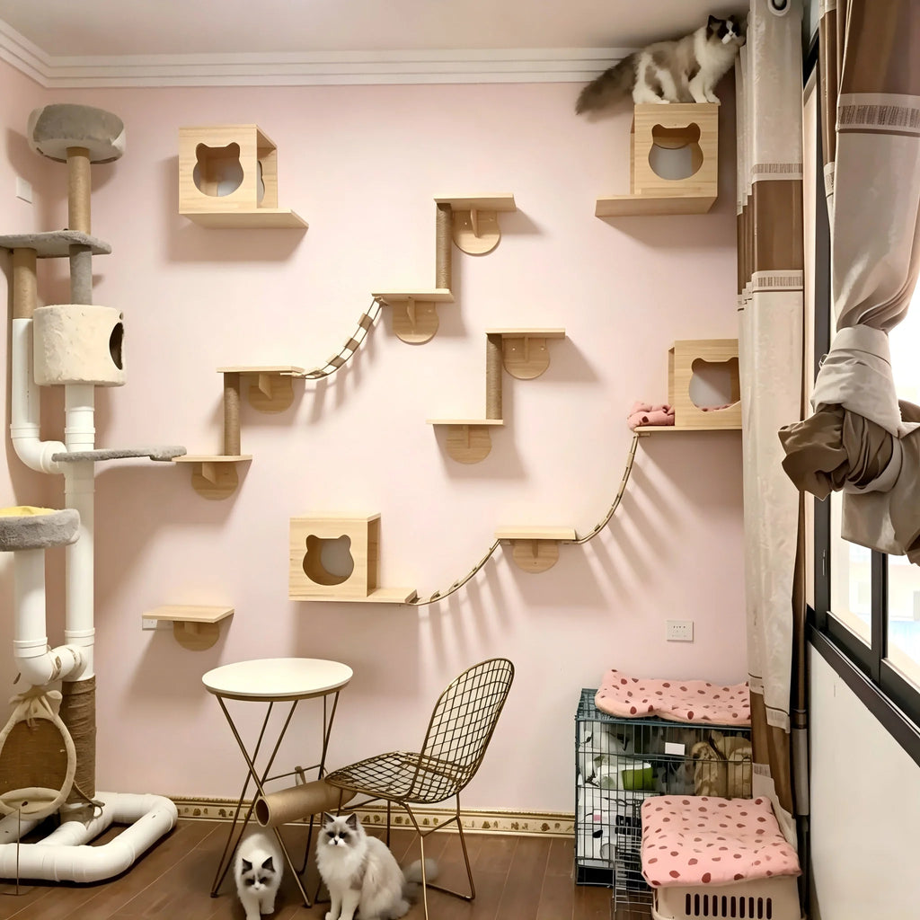 Natural Wood Cat Wall Furniture