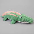 Green corduroy crocodile squeaky dog toy