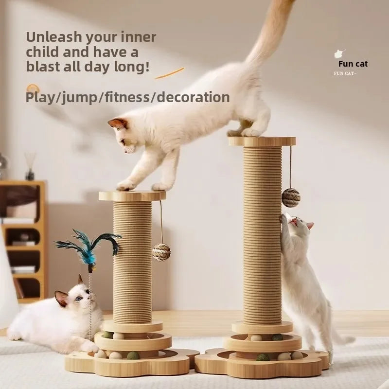 Wooden Activity Cat Scratcher with Ball Tracks