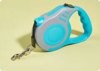 Turquoise and gray retractable leash