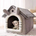 Gray enclosed pet house bed