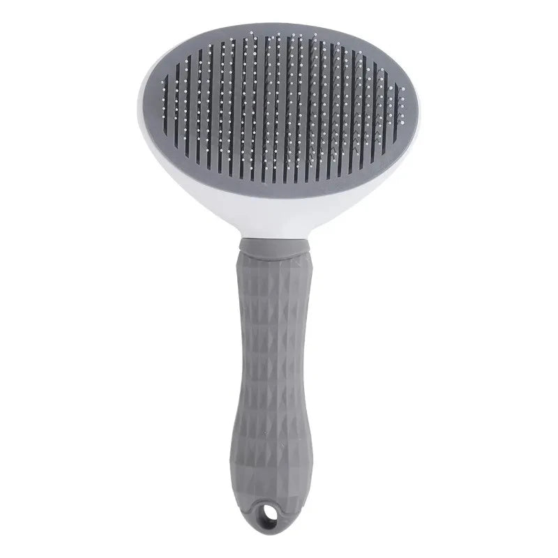 Gray self-cleaning slicker brush
