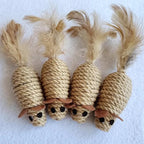 Four sisal mouse cat toys