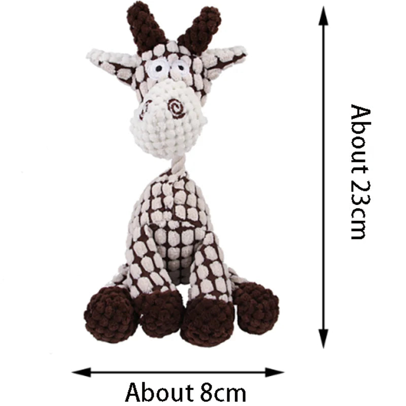 White goat squeaky plush dog toy