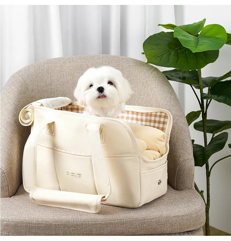 Gray cotton carrier tote interior view
