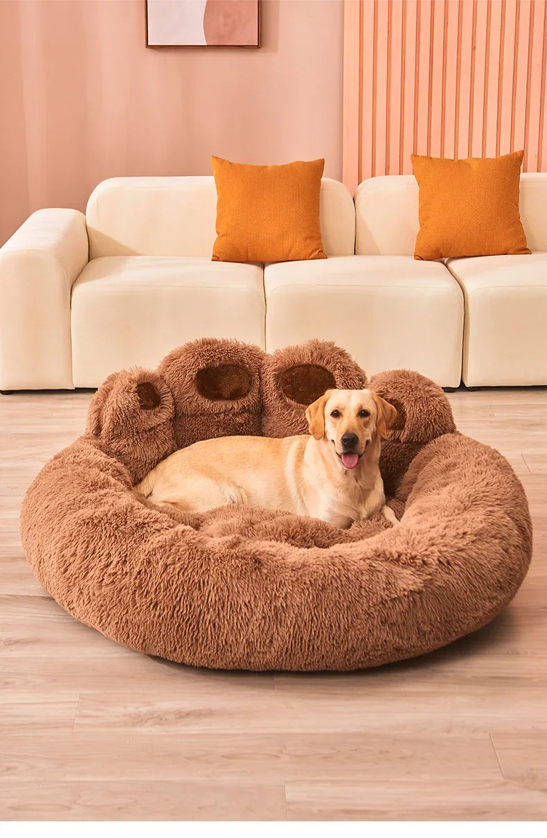 Paw-Shaped Plush Pet Bed
