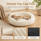 Ribbed Plush Donut Pet Bed