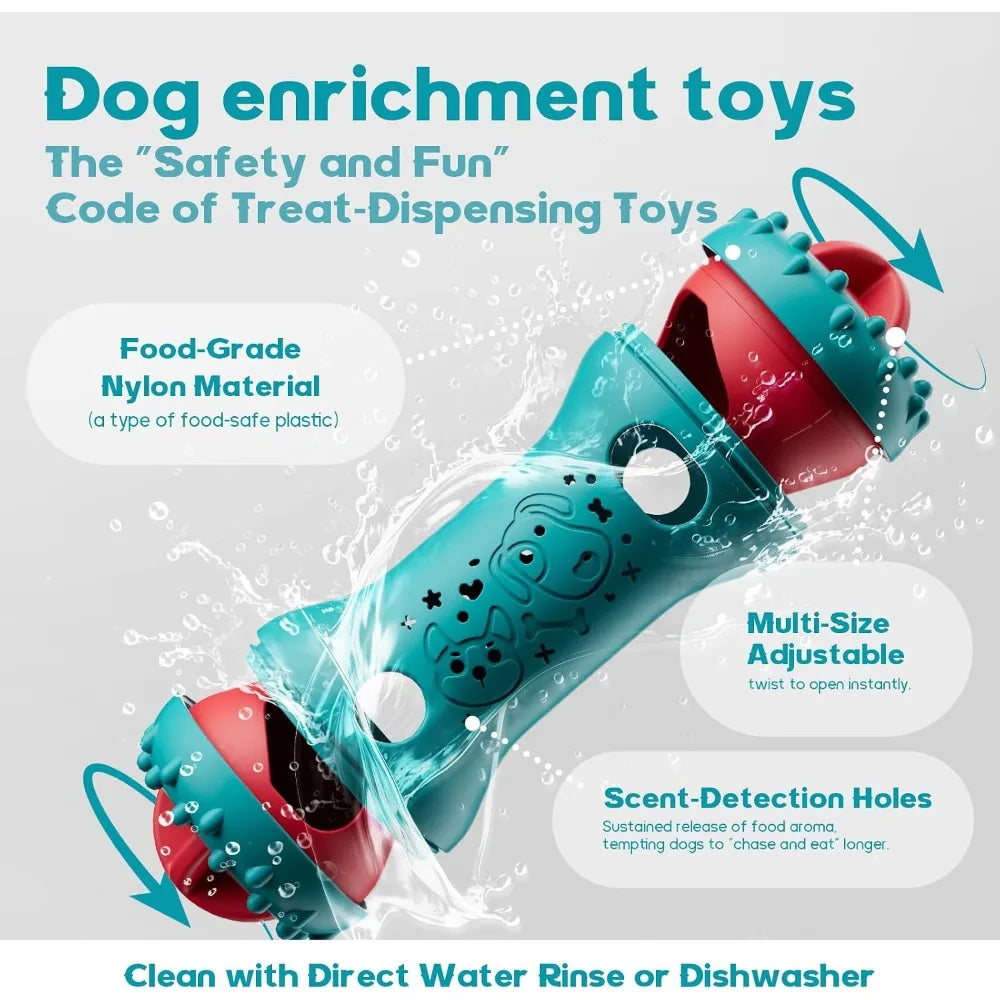 Food-grade nylon treat dispenser with rinse and dishwasher care guide