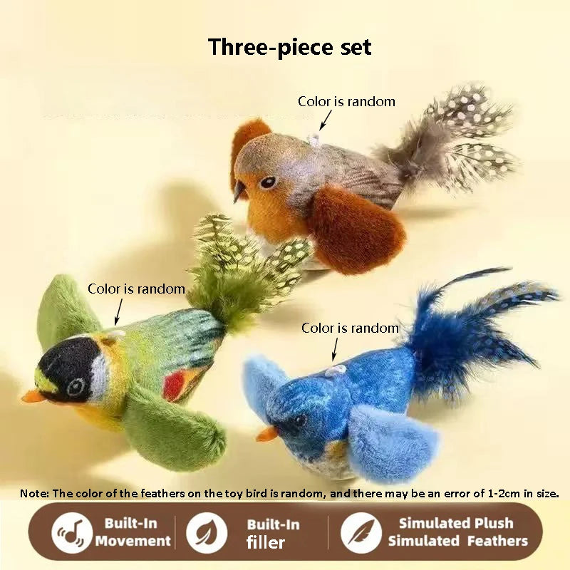 Green, blue and brown bird toy three-piece set