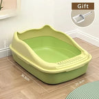 Green high-sided open cat litter box