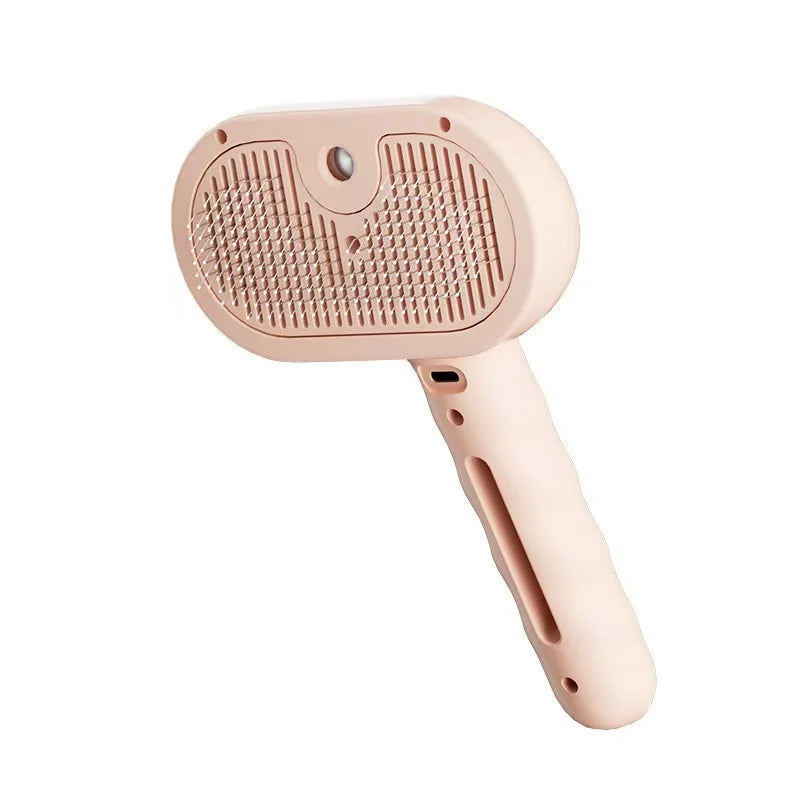 Pink rechargeable mist grooming brush