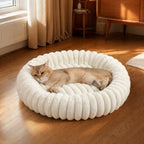 Ribbed Plush Donut Pet Bed