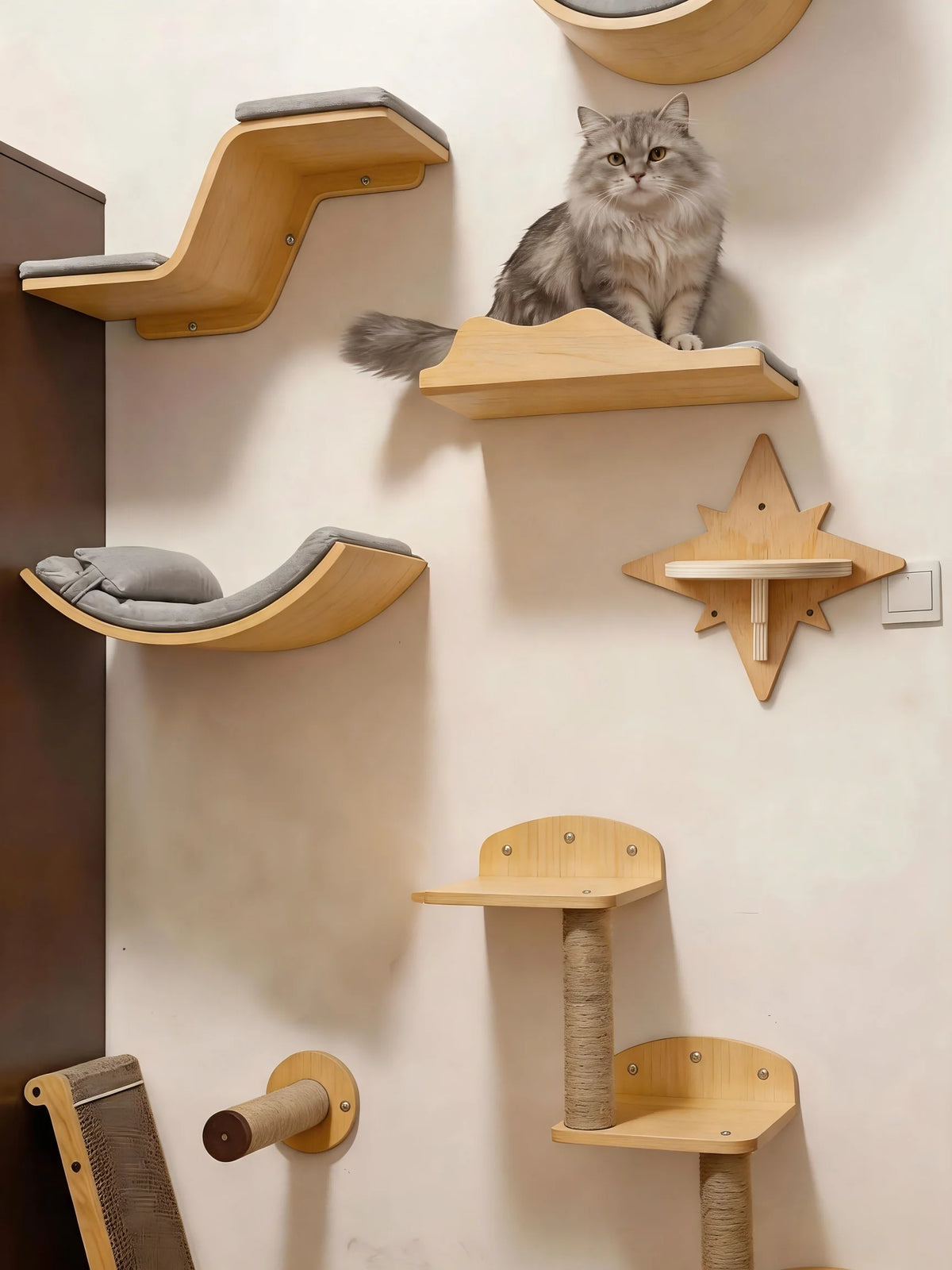 Natural Wood Cat Wall Furniture