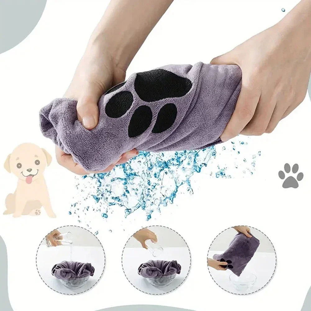Microfiber Paw-Print Pet Towel