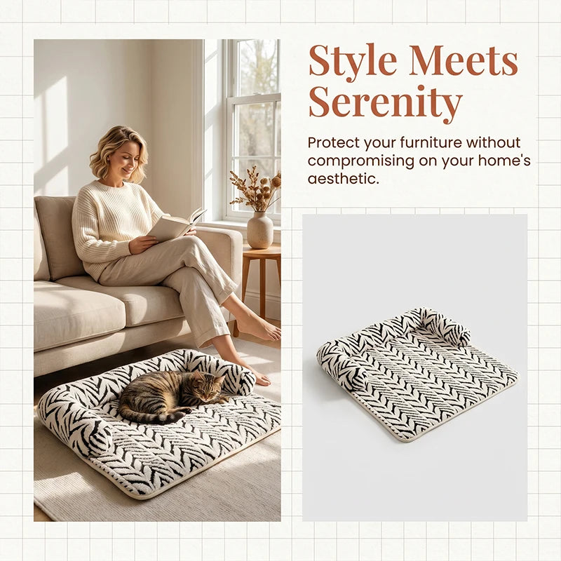 Pet Sofa Bed Mat With Side Bolsters