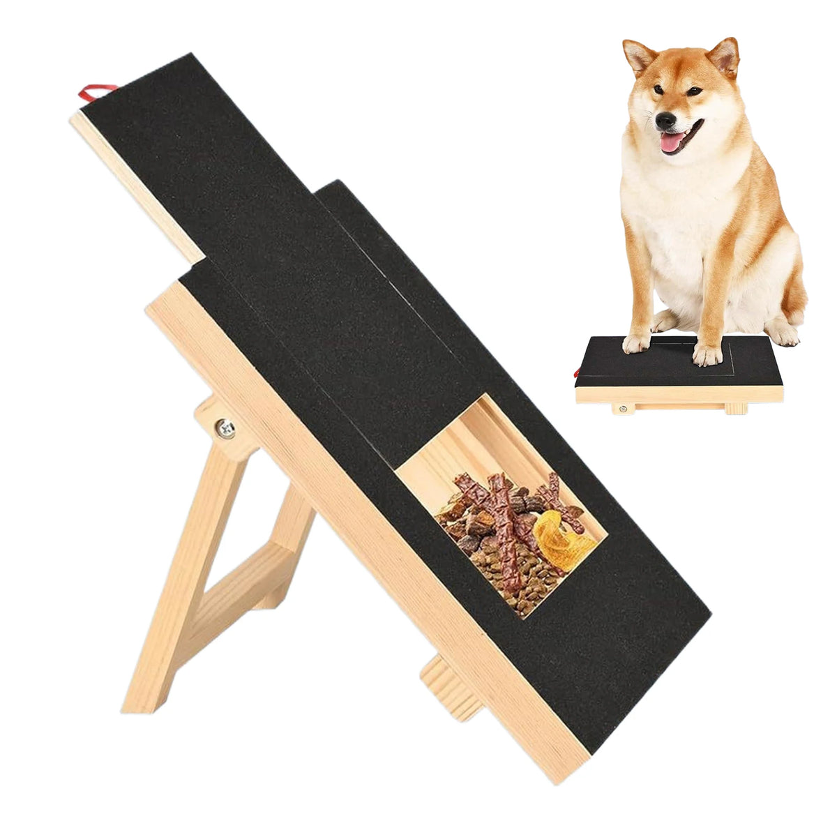 Angled dog nail scratch board on a wooden stand