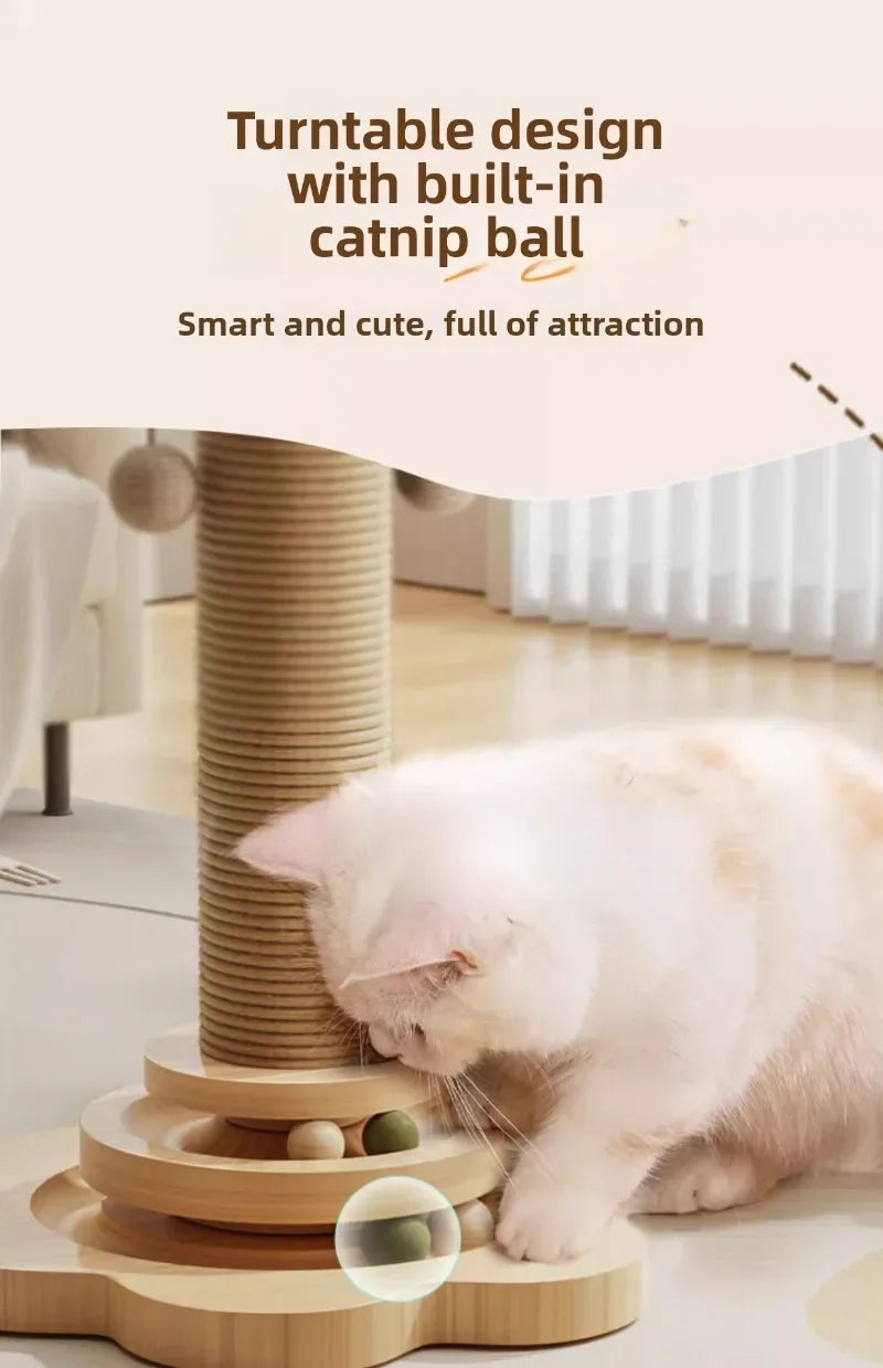 Wooden Activity Cat Scratcher with Ball Tracks