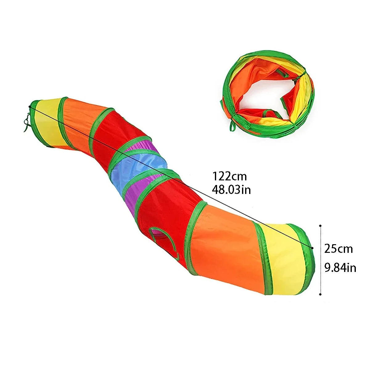 Multicolor S-Curve cat tunnel, 48 inches long