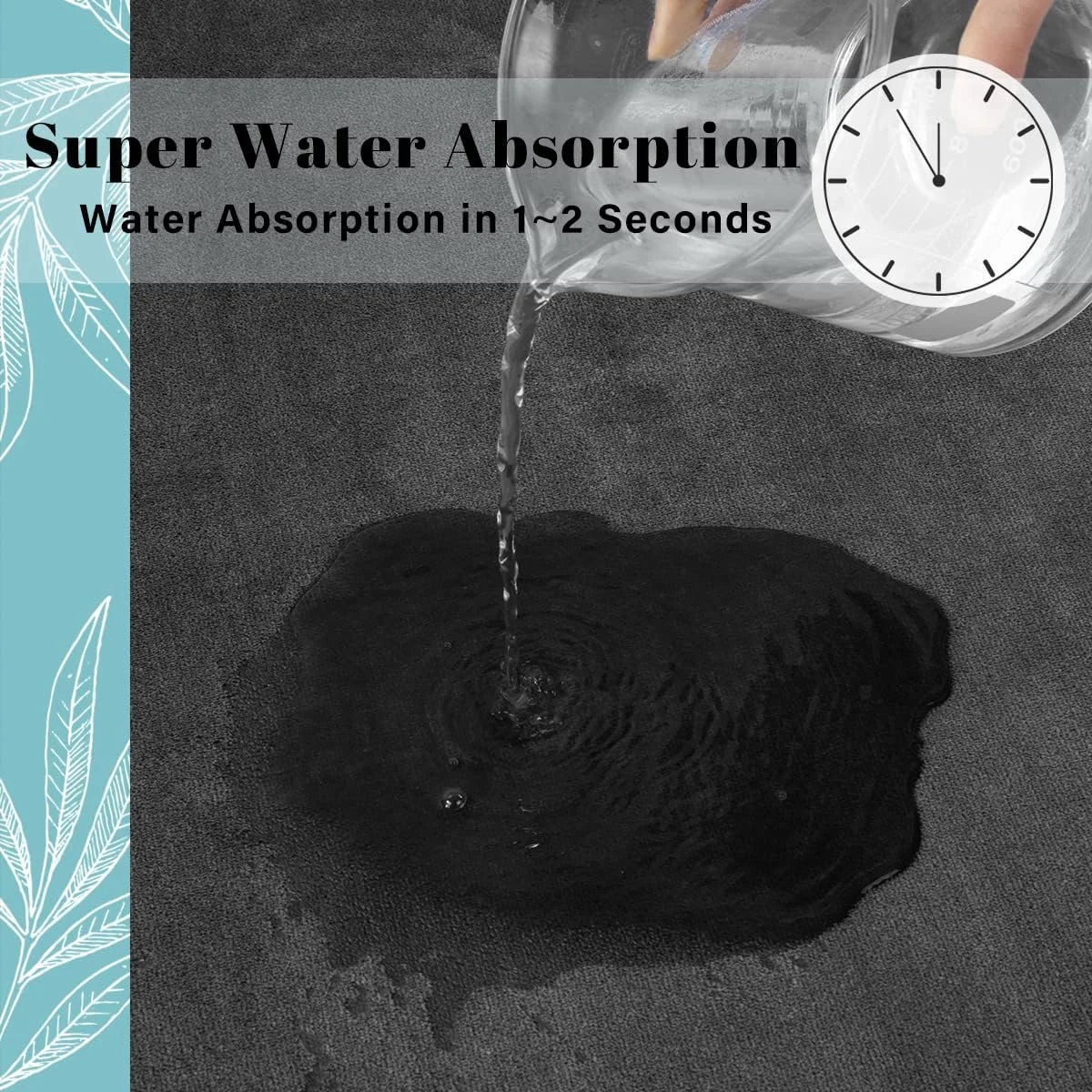Water absorbing into velvet mat surface