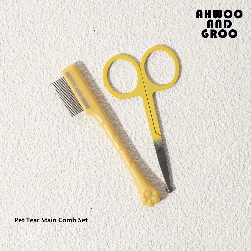 Yellow comb and rounded-tip scissors set