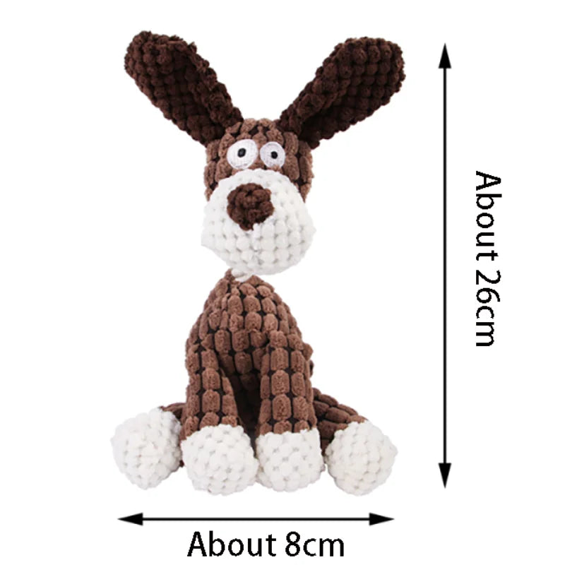 Brown donkey squeaky plush dog toy