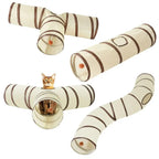 Beige and brown cat tunnel configuration overview
