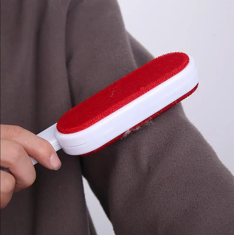 Directional lint brush cleaning gray fabric
