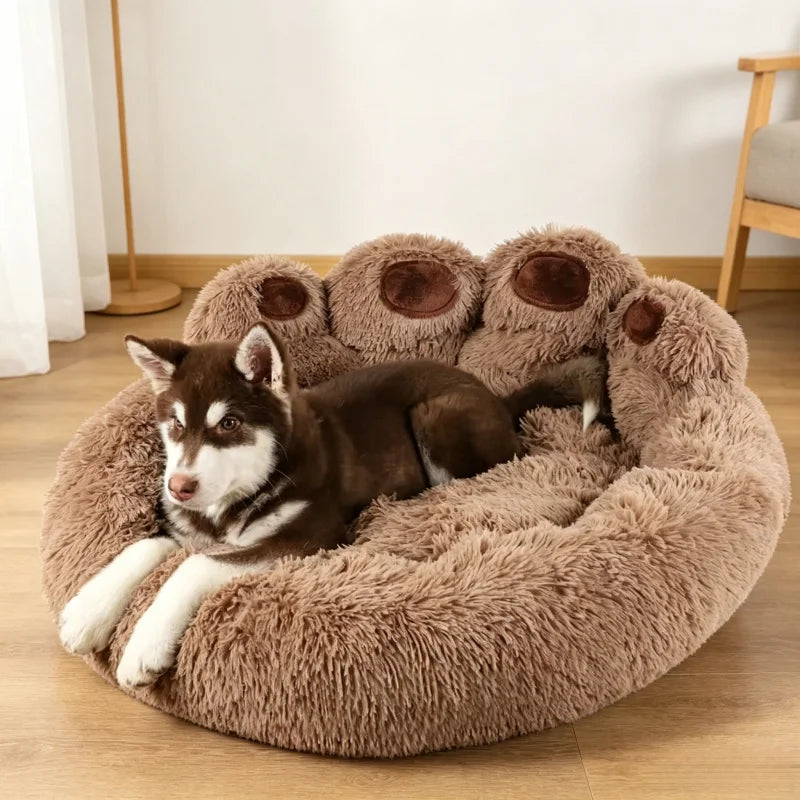 Paw-Shaped Plush Pet Bed
