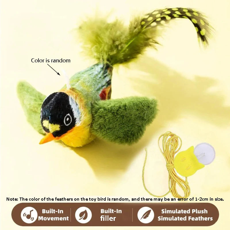 Green bird toy with elastic hanging ring