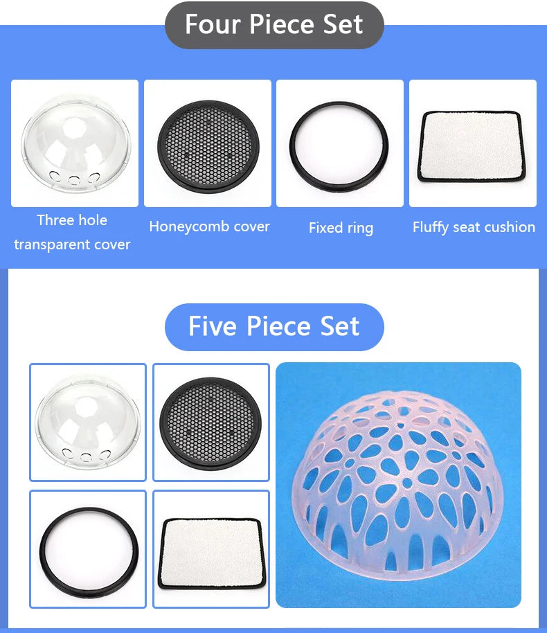 Bubble dome, mesh cover, fixing ring, and removable cushion