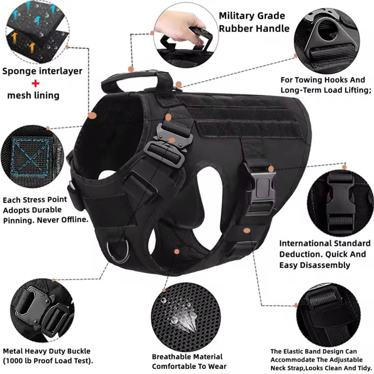 Tactical Dog Harness & Walking Set