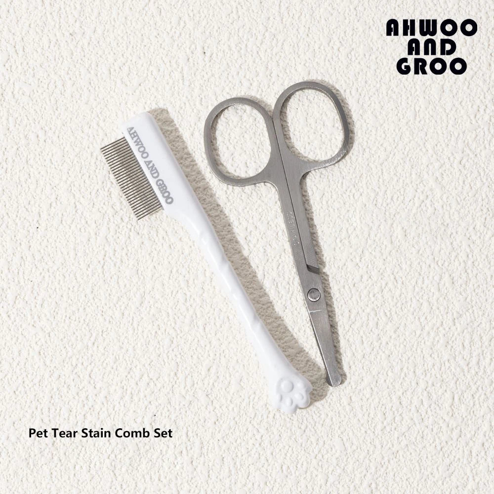 White comb and rounded-tip scissors set