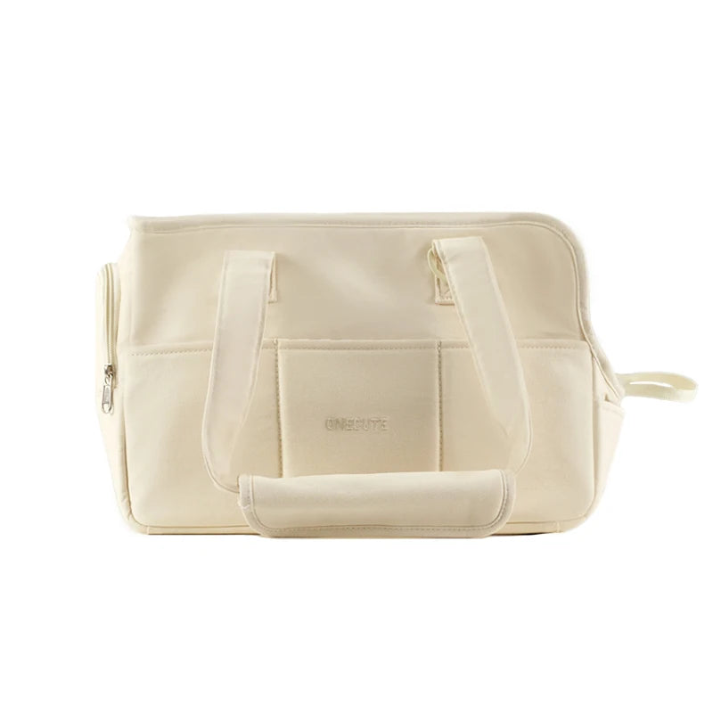 Gray carrier tote side opening and pockets