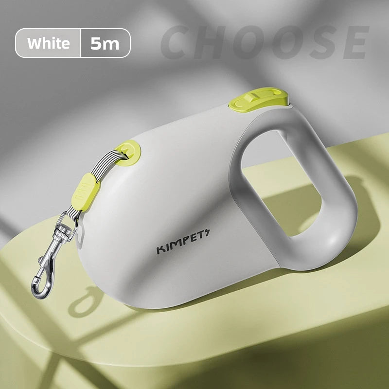 White Striped Tape Retractable Dog Leash