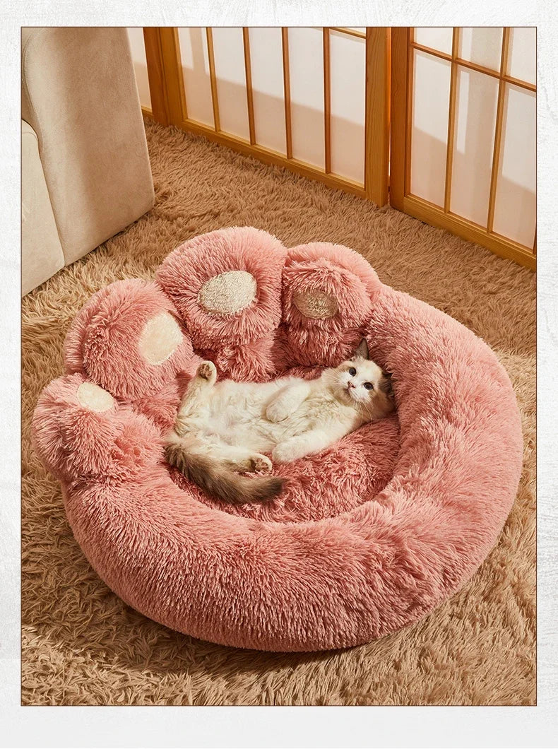 Paw-Shaped Plush Pet Bed