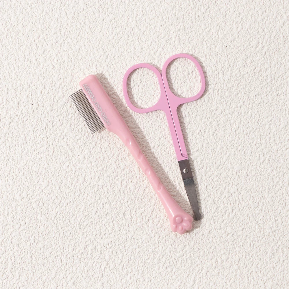 Pink comb and rounded-tip scissors set