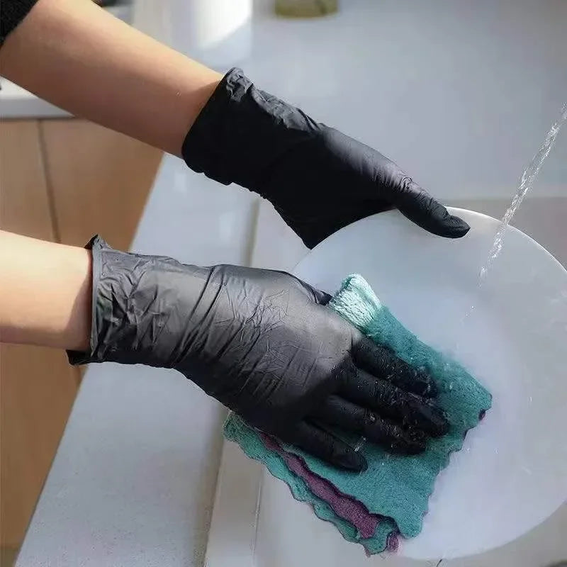 Black Disposable Cleaning Gloves — detail view 3