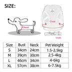 Mesh pet harness measurement chart