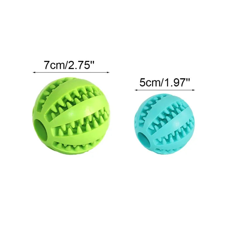 5 cm and 7 cm rubber dog ball size comparison