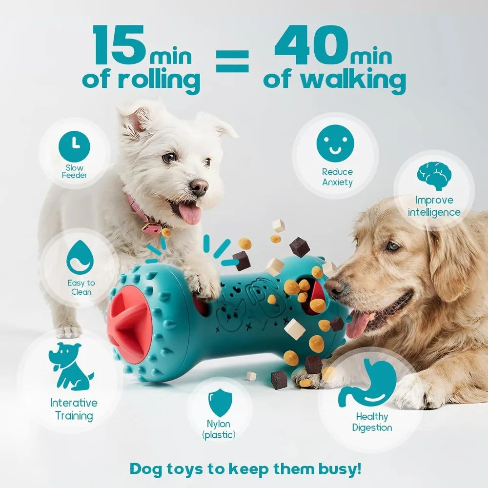 Small and medium dogs with an adjustable treat-dispensing roller
