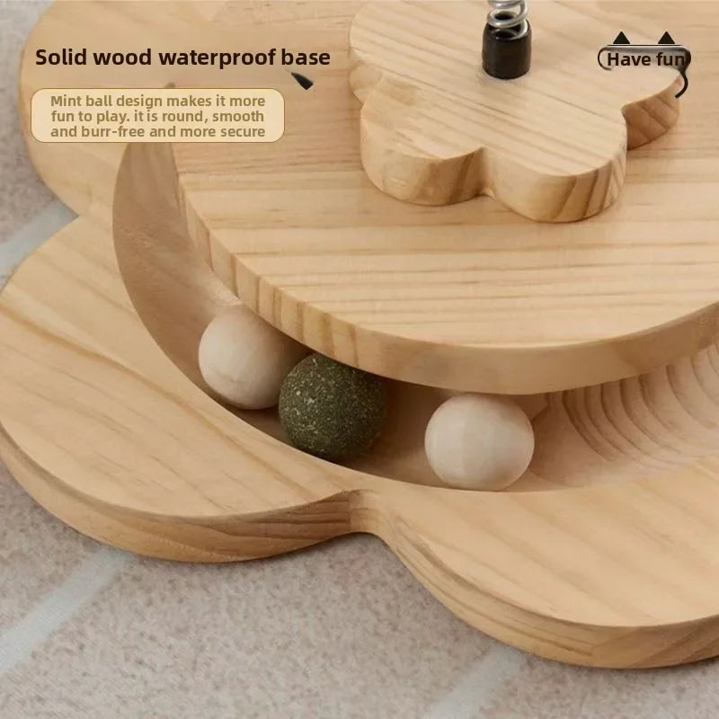 Wooden Activity Cat Scratcher with Ball Tracks