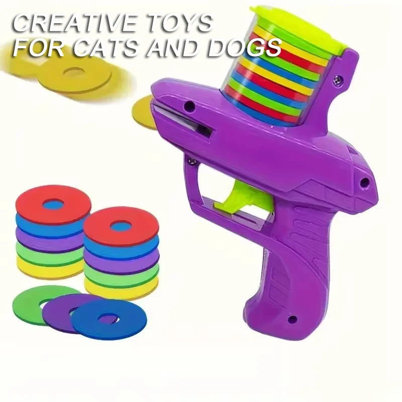 Purple foam disc launcher with colorful discs