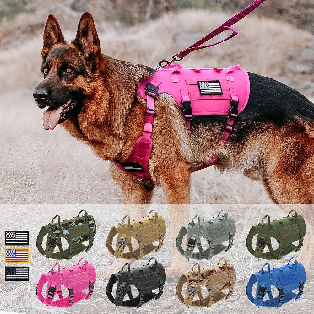 MOLLE-style tactical dog harness with top handle
