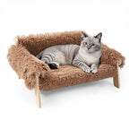 Brown Raised Plush Cat Sofa