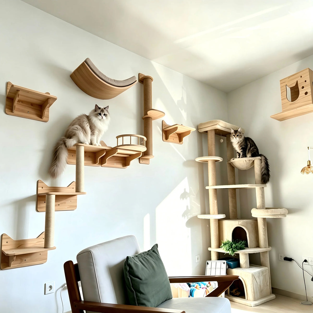 Natural Wood Cat Wall Furniture