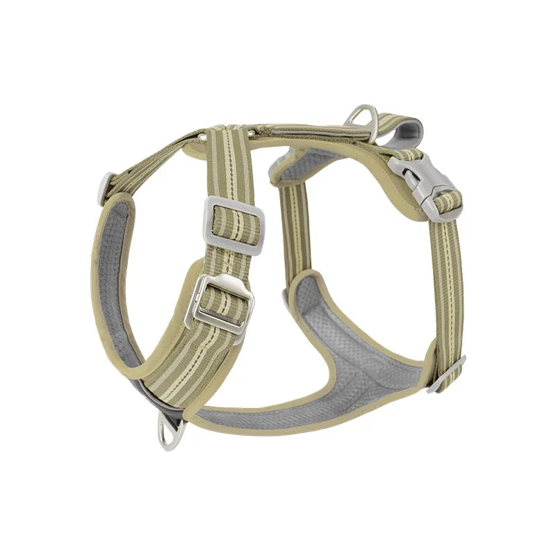 Khaki reflective Y-front dog harness